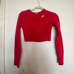 Do You Even- Long Sleeve Crop Top, Red (small)